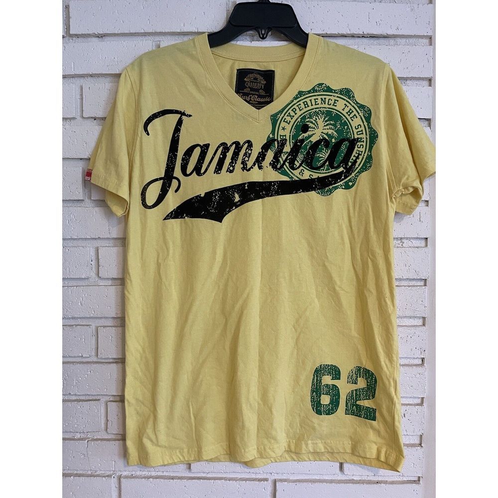 Surf Classic Graphic T Shirt Jamaica 62 Unisex‎ sz Medium Yellow & Green